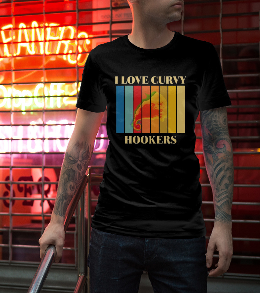 I Love Curvy Hookers Multicolored Abstract Stripes T-Shirt