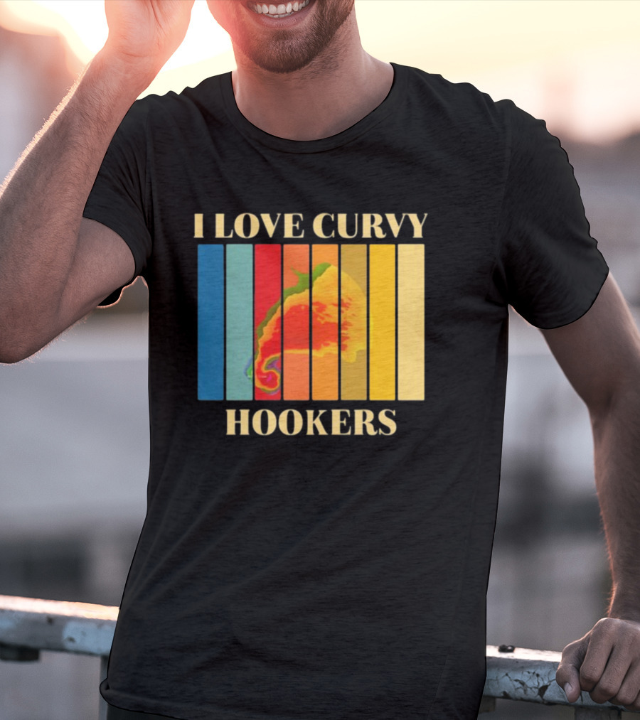 I Love Curvy Hookers Multicolored Abstract Stripes T-Shirt