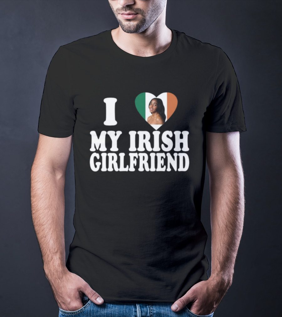 Luketaylorr I Love My Irish Girlfriend Irish Flag Heart Ayo Edebiri T-Shirt