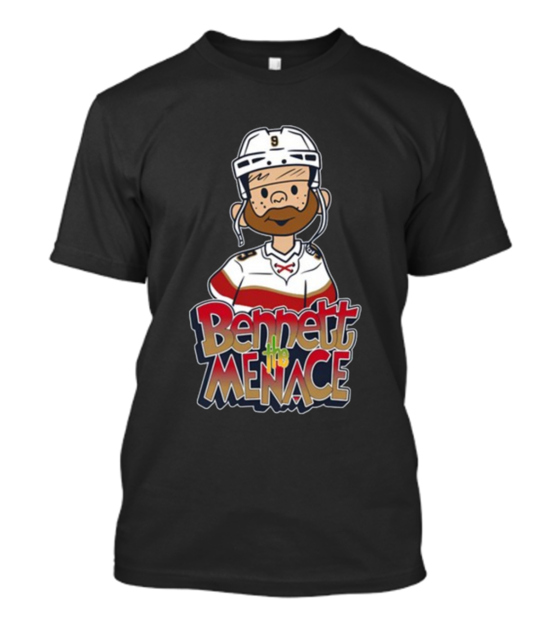 Bennett The Menace Illustrated Hockey Player Character T-Shirt