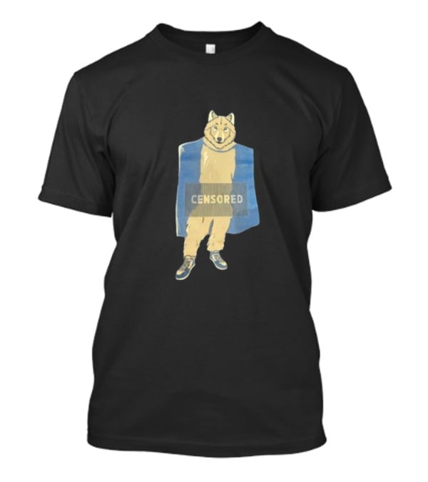 Censored Wolf In Suit With Blue Background T-Shirt