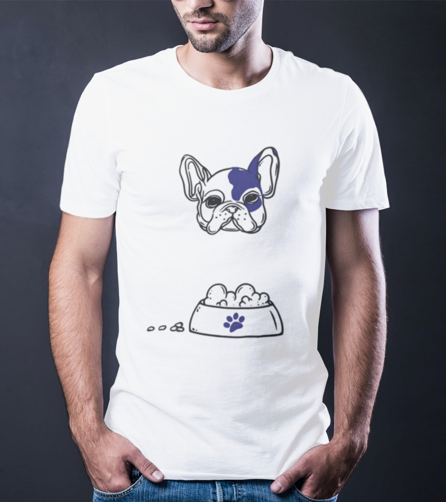 Dog Don't Play With My Food French Bulldog And Paw Print Bowl T-Shirt