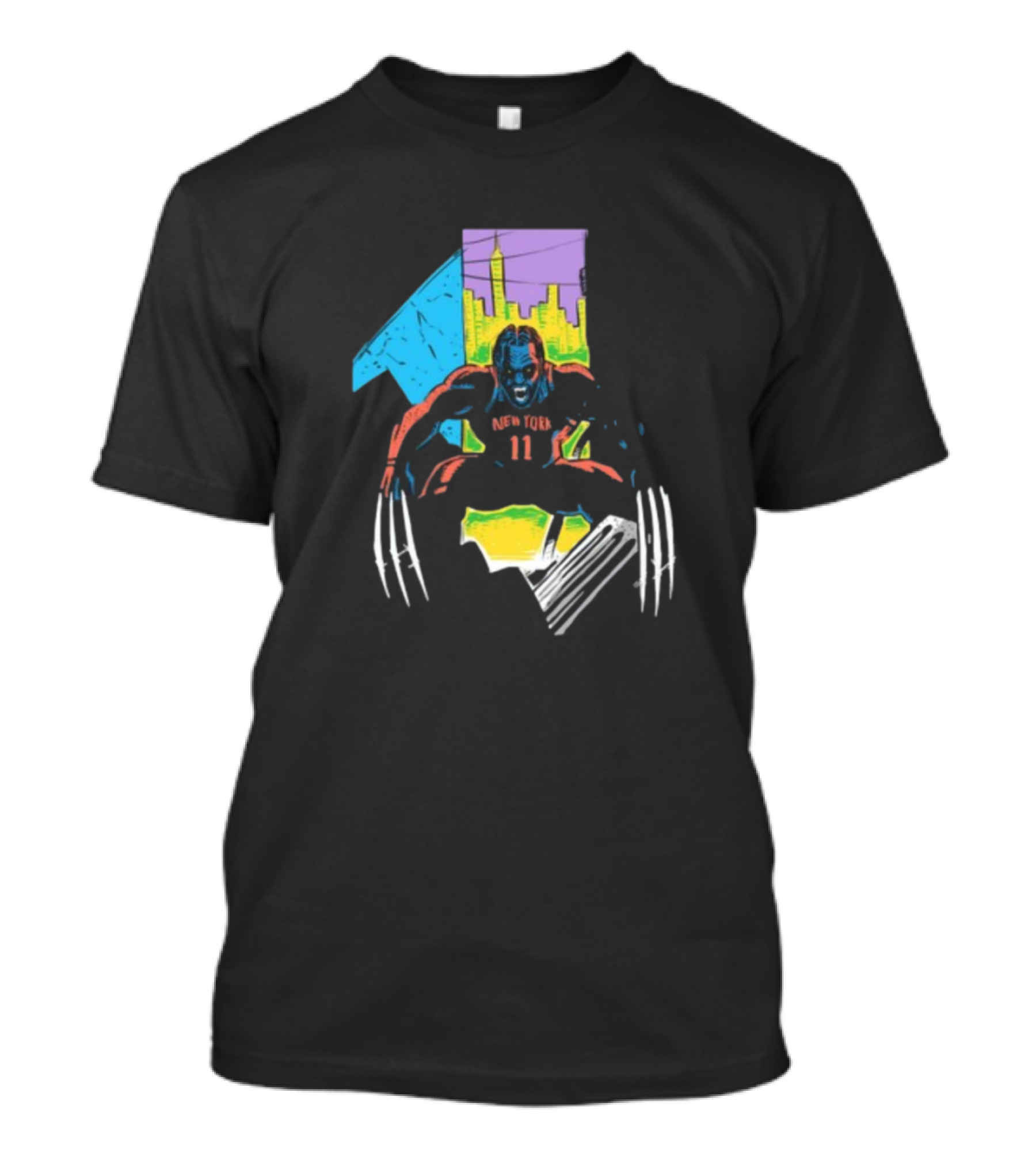 New York Wolverine Brunson Basketball Claws Skyline T-Shirt