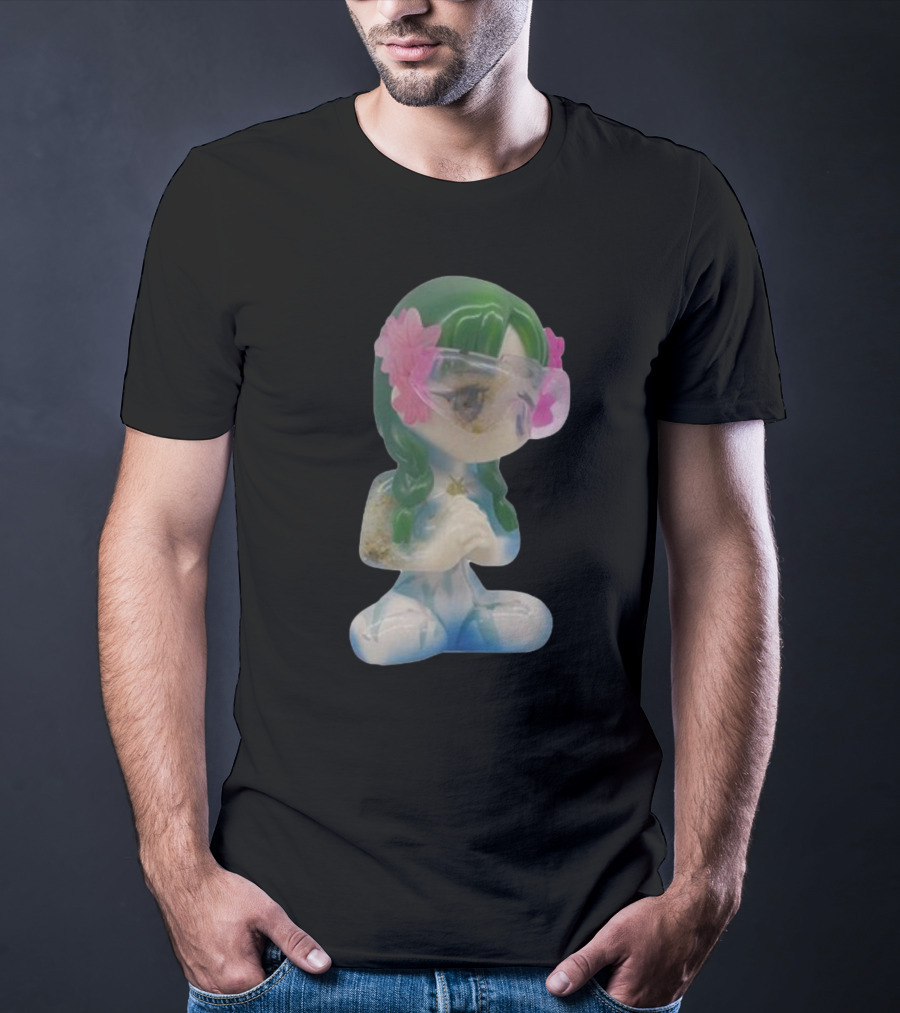 Kikillopieces Tanaka Resin Figurine With Green Hair And Pink Flower Accessories T-Shirt