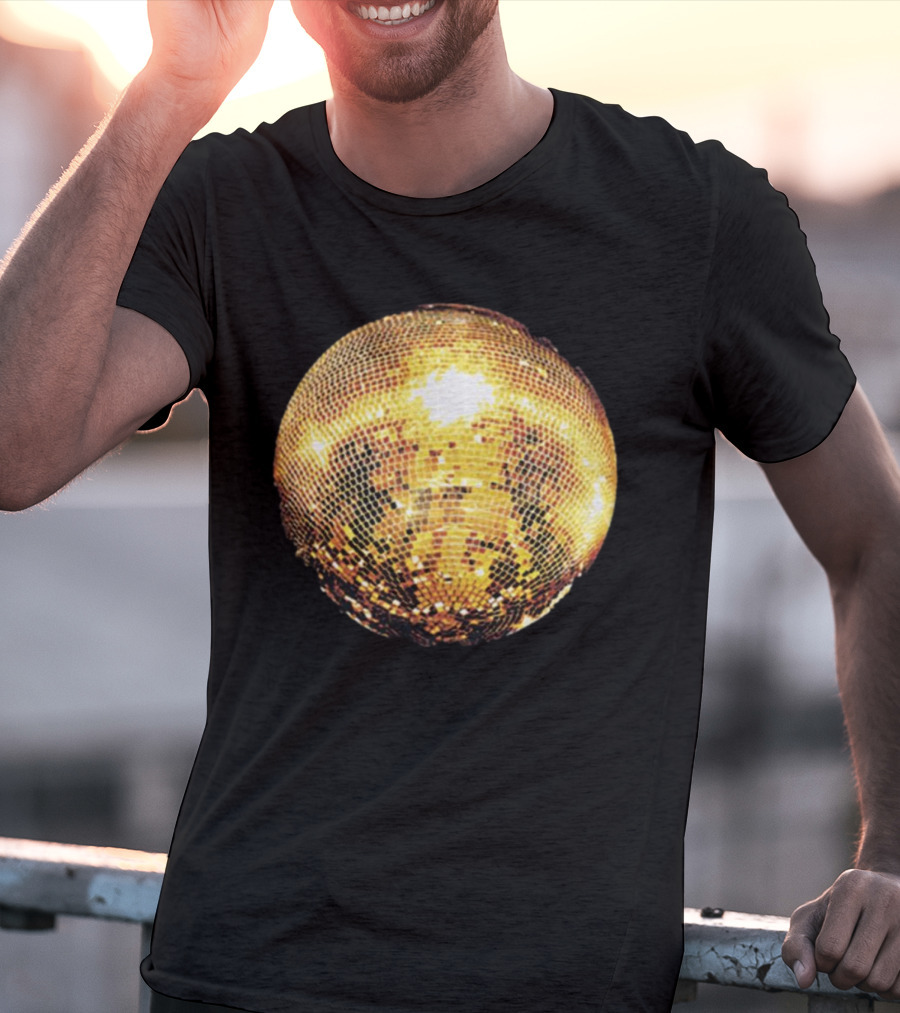Gold Disco Ball Vintage 90s Shine Reflective Party T-Shirt