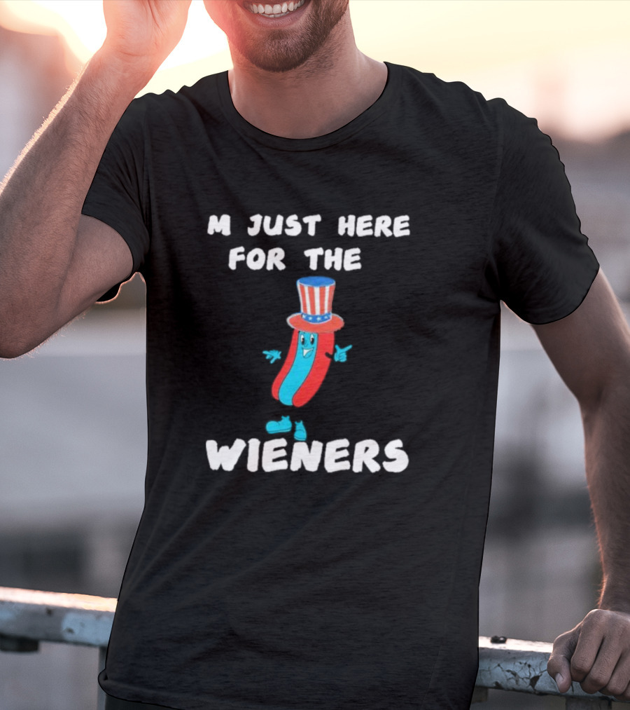 I'm Just Here For The Wieners Hot Dog Uncle Sam Hat T-Shirt