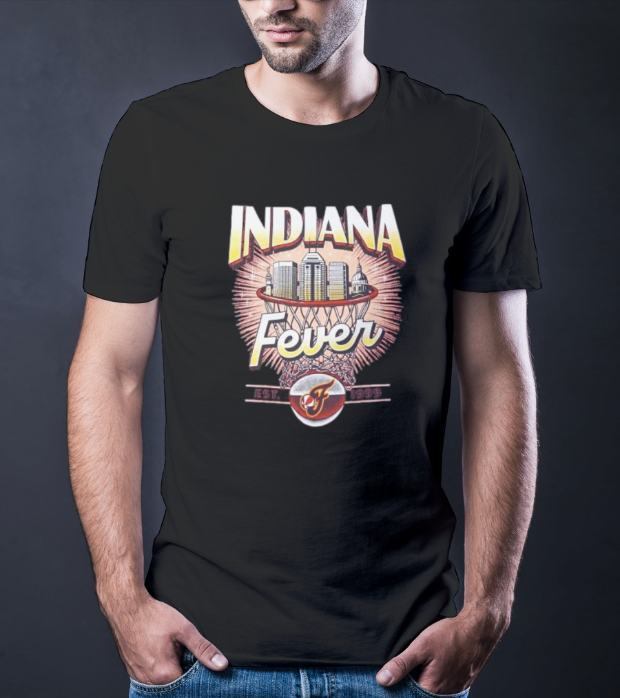 Indiana Fever Basketball City Established 1999 Skyline Hoops T-Shirt