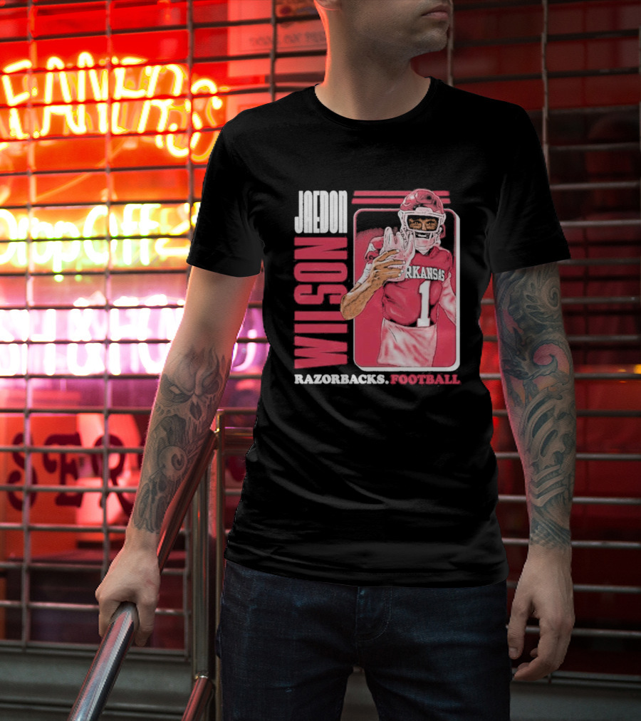 Jaedon Wilson Arkansas Razorbacks Football Cartoon Player T-Shirt