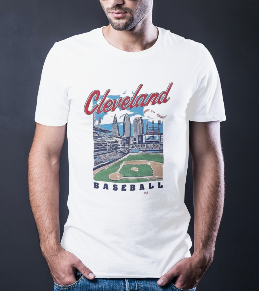 Cleveland Baseball Skyline Stadium Scene T-Shirt