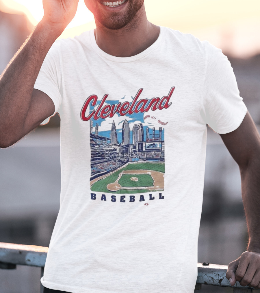 Cleveland Baseball Skyline Stadium Scene T-Shirt