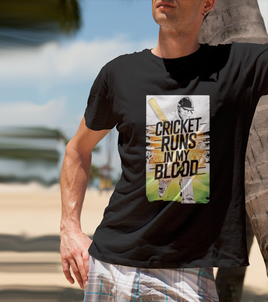 Cricket Runs In My Blood Batting Passion T-Shirt