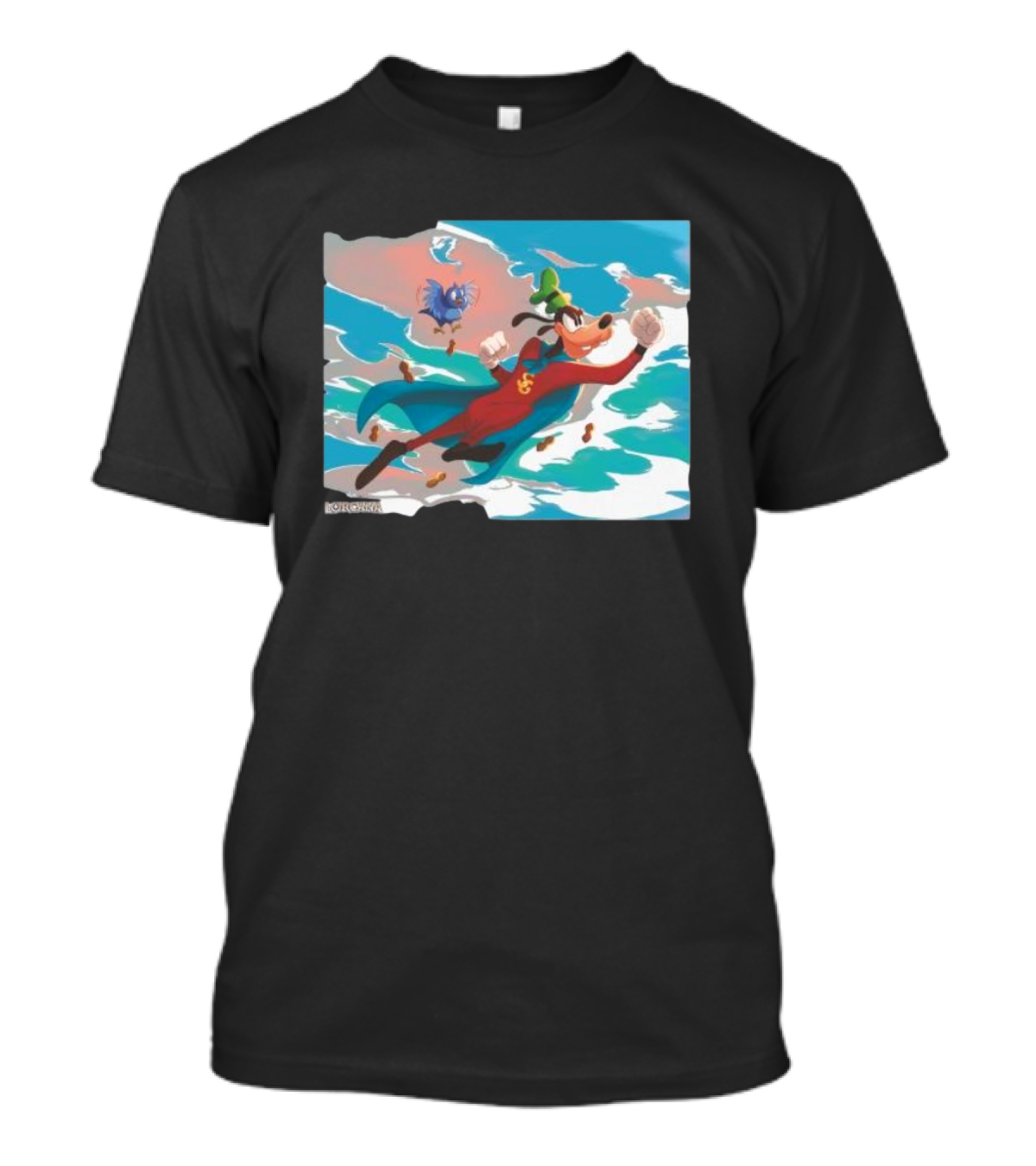 Disney Lorcana Super Goof Flying Hero Dog Adventure With Blue Bird Companion T-Shirt