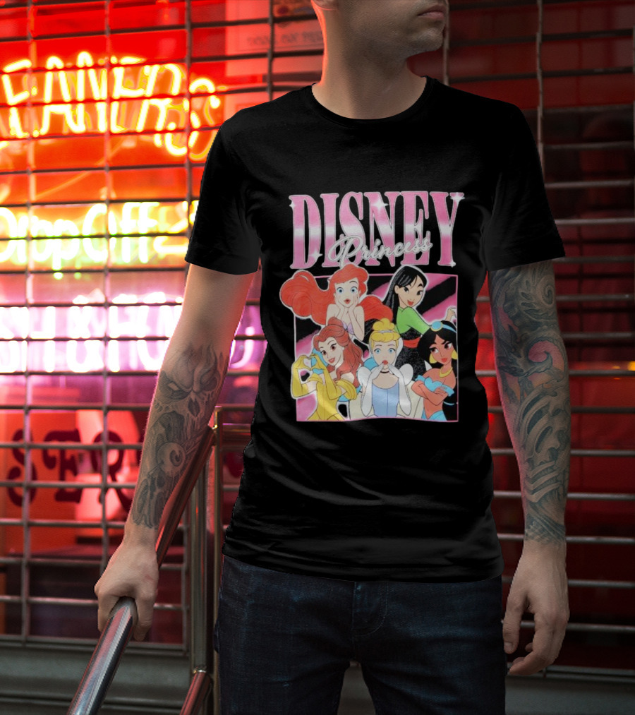 Disney Princess Group Ariel Belle Cinderella Jasmine Mulan T-Shirt