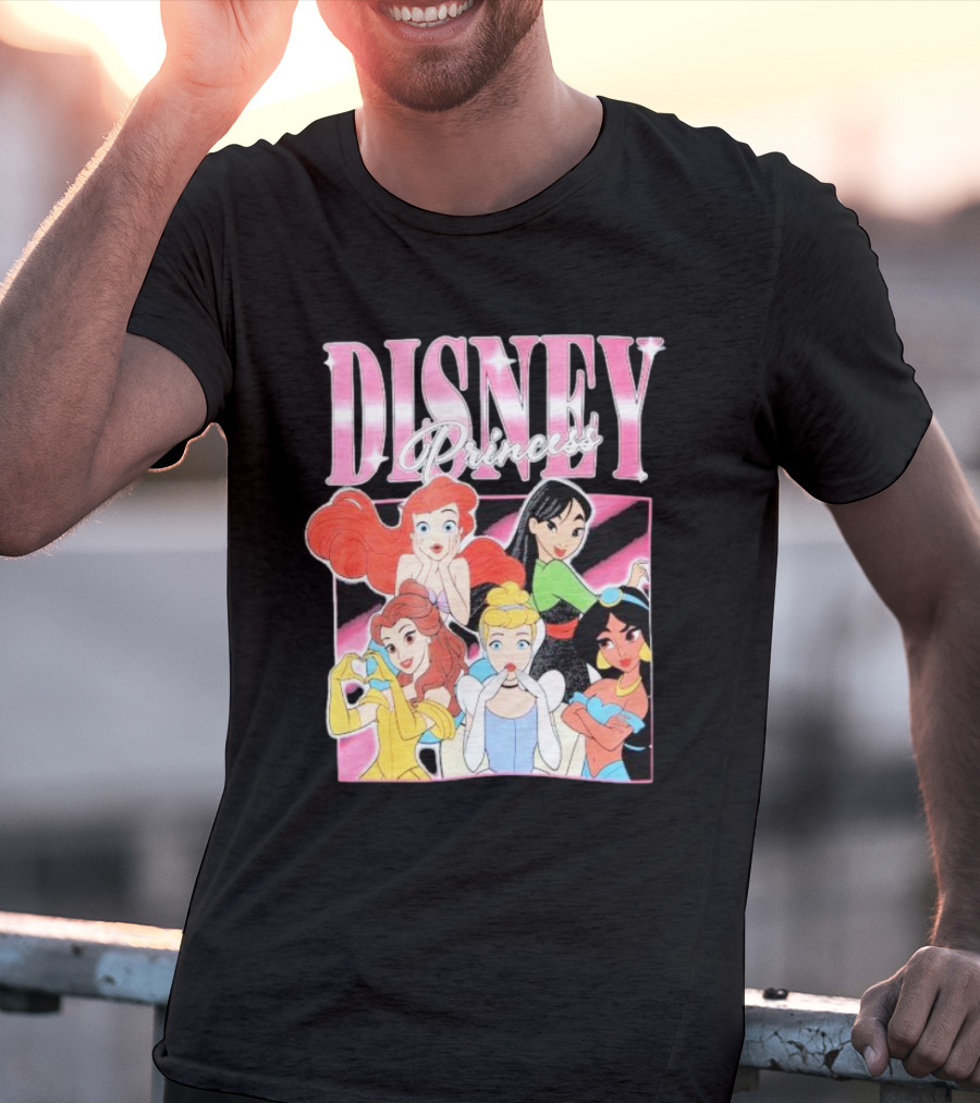 Disney Princess Group Ariel Belle Cinderella Jasmine Mulan T-Shirt