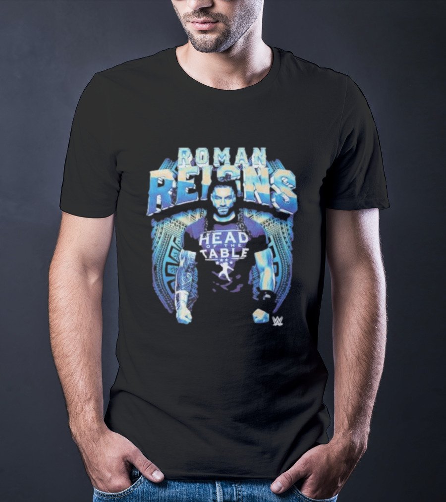 Roman Reigns Head Of The Table WWE Blue Warrior T-Shirt