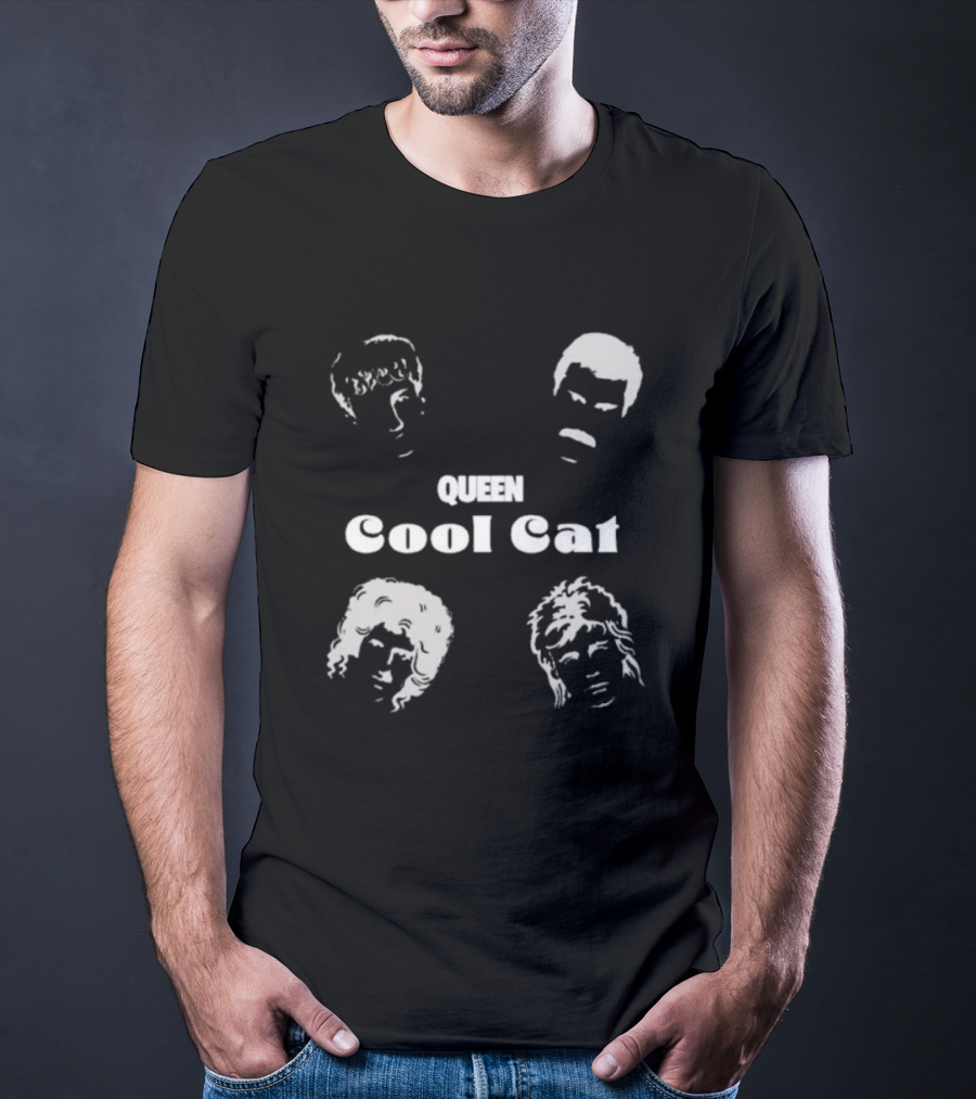 Queen Cool Cat Silhouette Faces T-Shirt