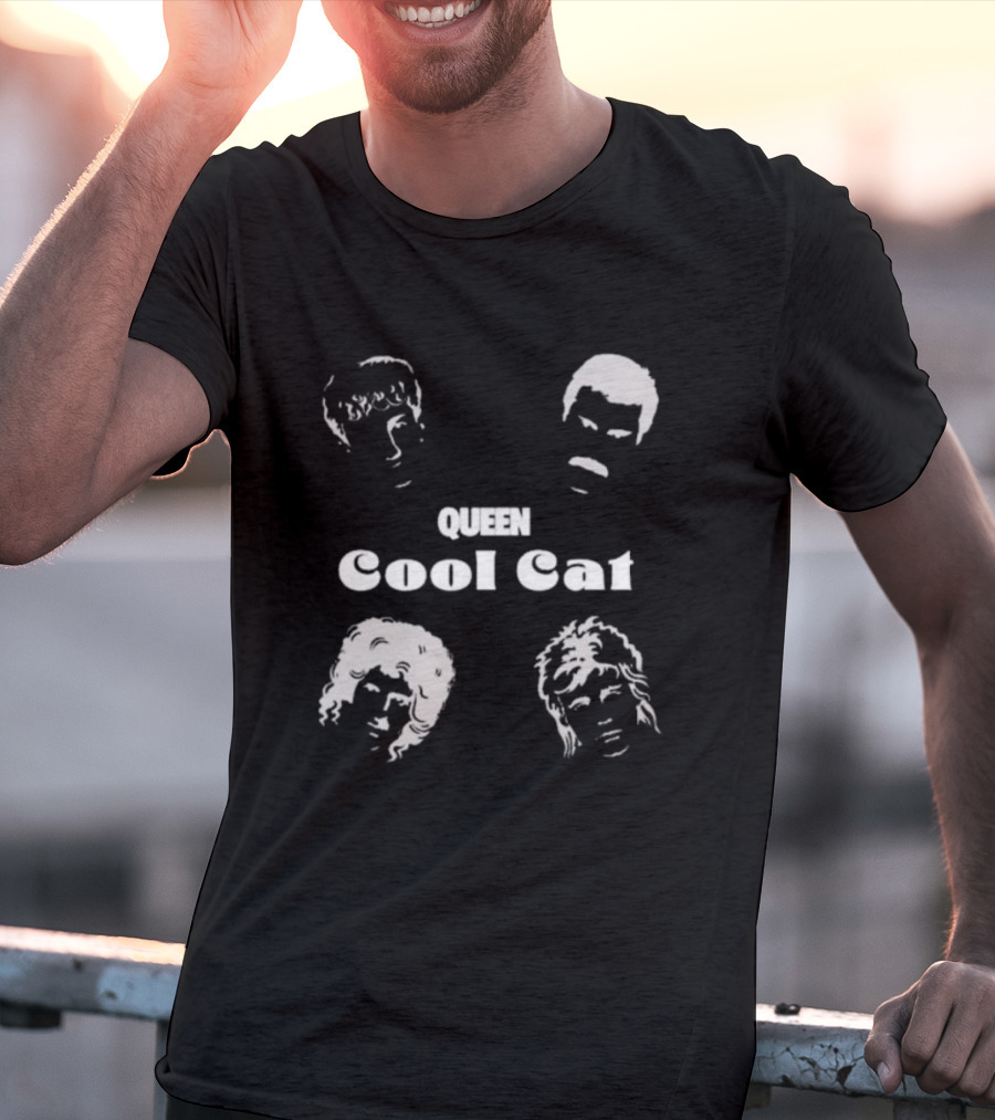 Queen Cool Cat Silhouette Faces T-Shirt