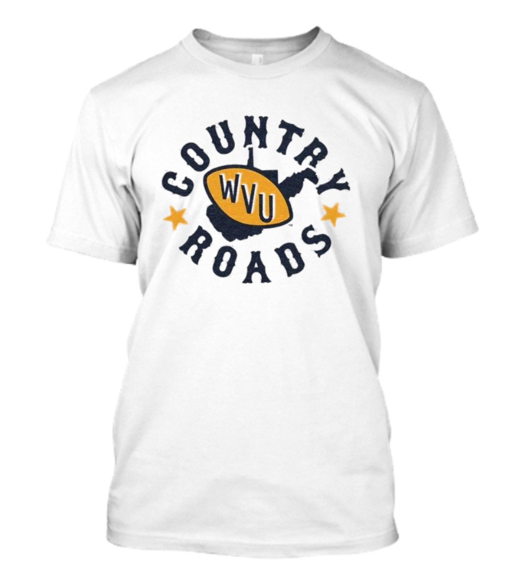 Country Roads WVU Football Map Star Emblem T-Shirt