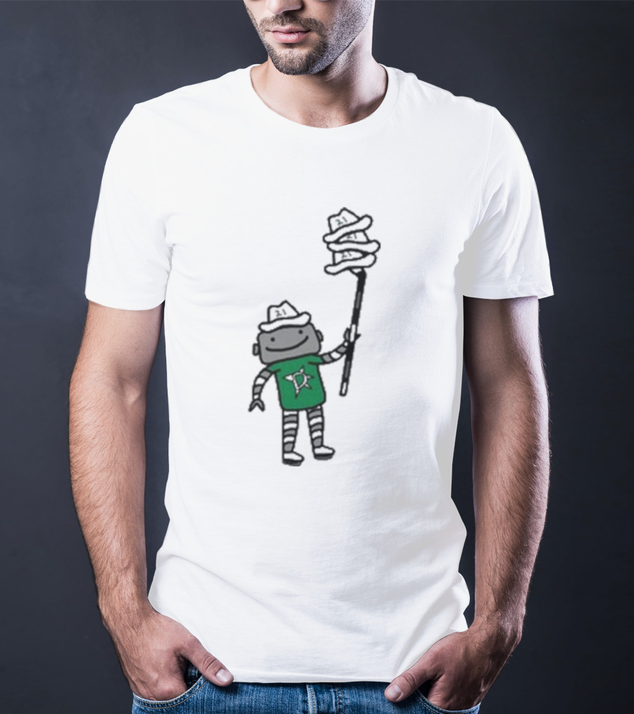Dallas Stars Robo Hatty Character With Three Hats On Stick T-Shirt