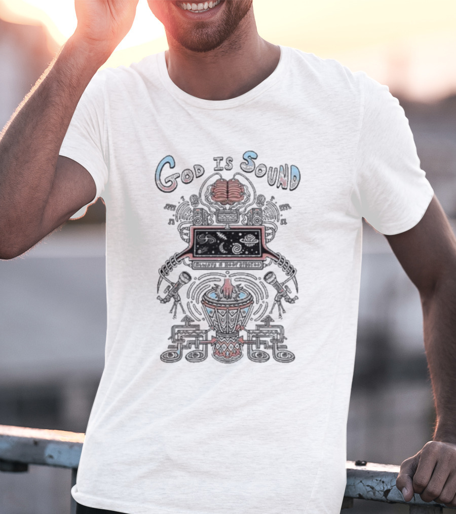 Always A Hoot Studios God Is Sound Abstract Musical T-Shirt