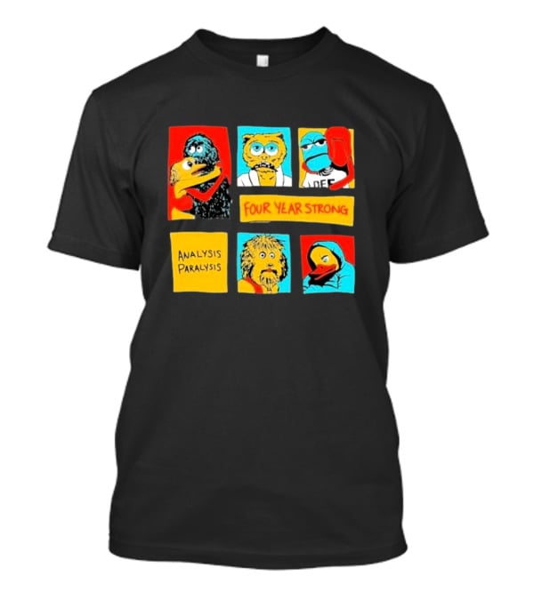 Four Year Strong Analysis Paralysis Characters In Colorful Panels T-Shirt