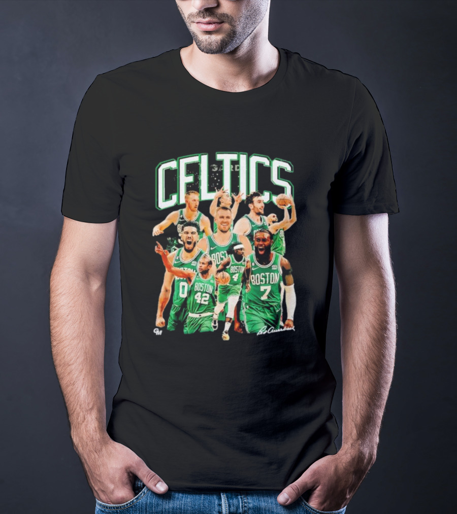 Boston Celtics 23-24 Team Champion Player Images Signature Celtics T-Shirt