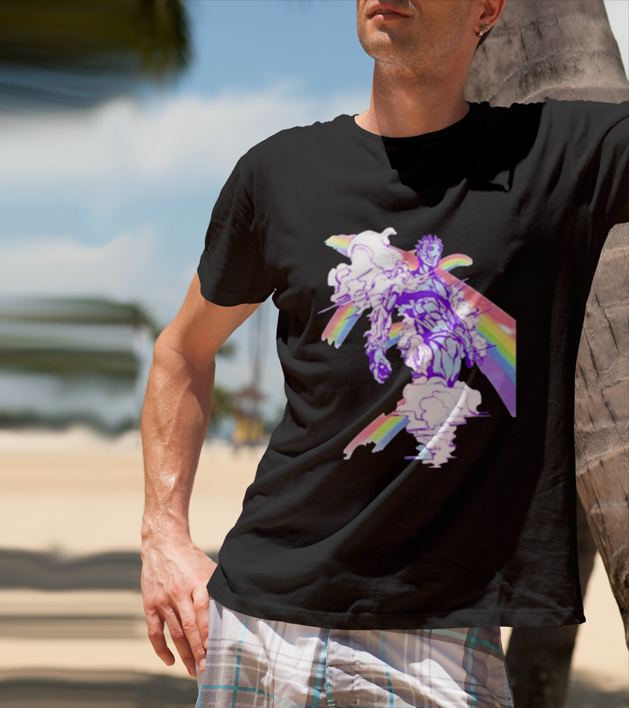 Hoshipieces Weather 9oz Manga Style Purple Cloud Man With Rainbow Elements T-Shirt