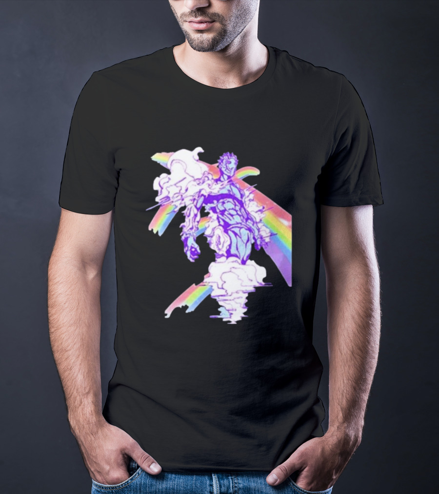 Hoshipieces Weather 9oz Manga Style Purple Cloud Man With Rainbow Elements T-Shirt