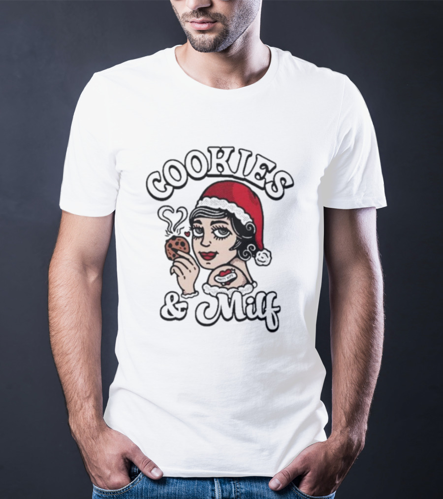 Matt Rife Cookies And Milf Holiday Theme With Santa Hat And Heart Cookie T-Shirt