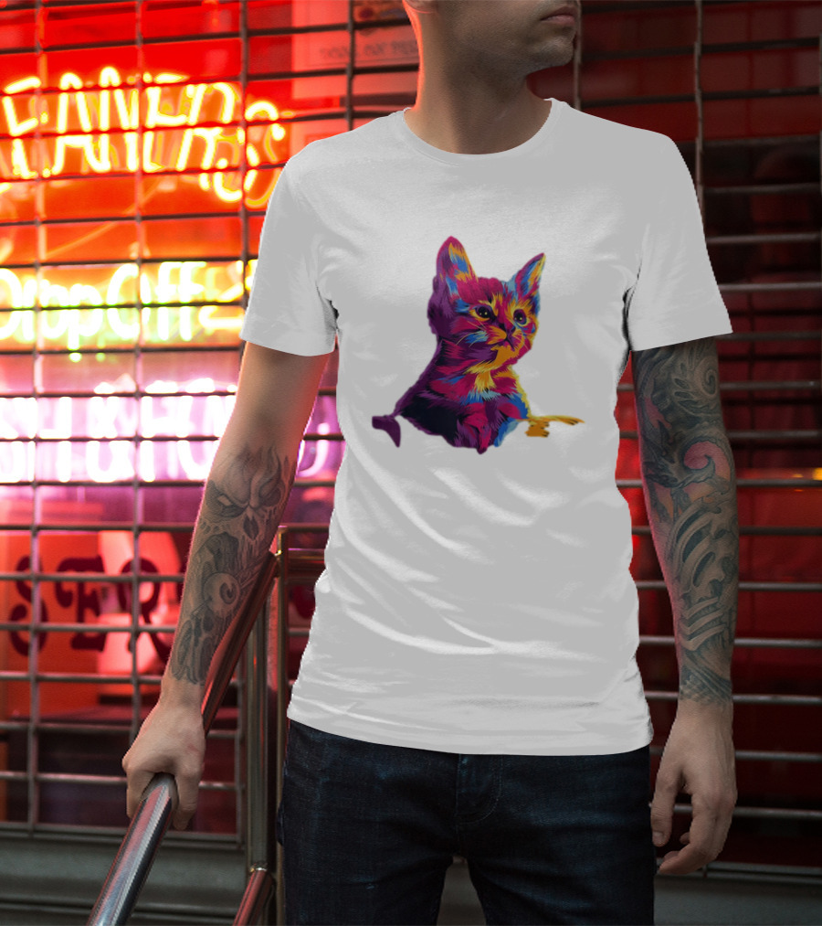 Kitten Colorful Art For Cat Lovers T-Shirt