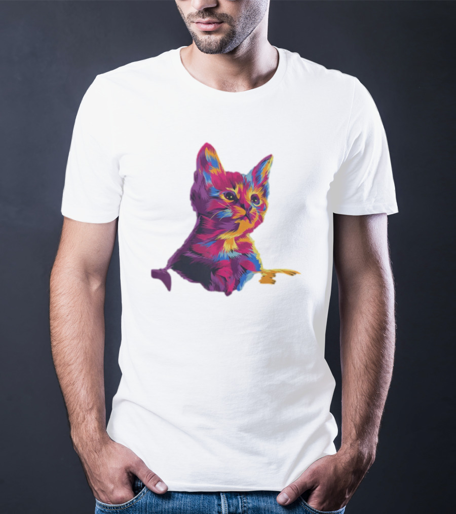 Kitten Colorful Art For Cat Lovers T-Shirt