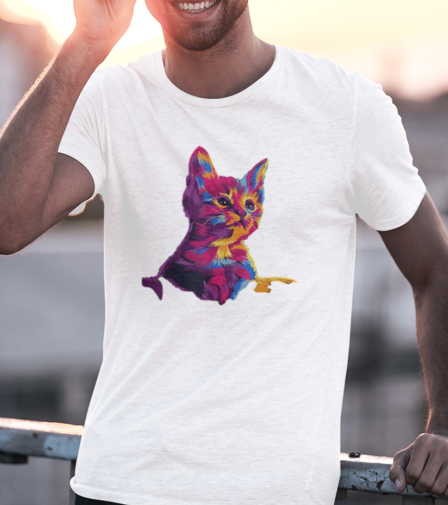 Kitten Colorful Art For Cat Lovers T-Shirt