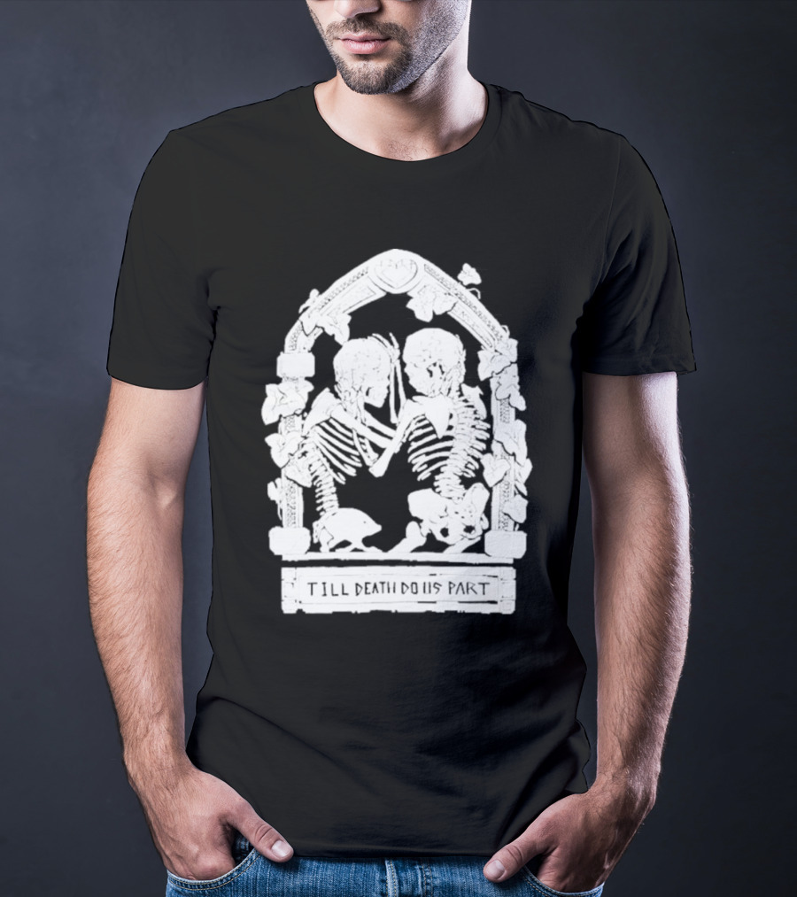 Till Death Do Us Part Skeleton Gothic Arch Motif T-Shirt