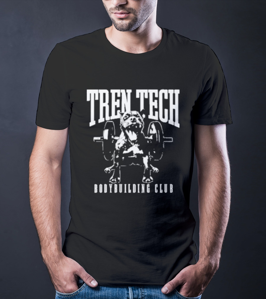 TREN TECH Bodybuilding Club Bulldog With Barbell T-Shirt