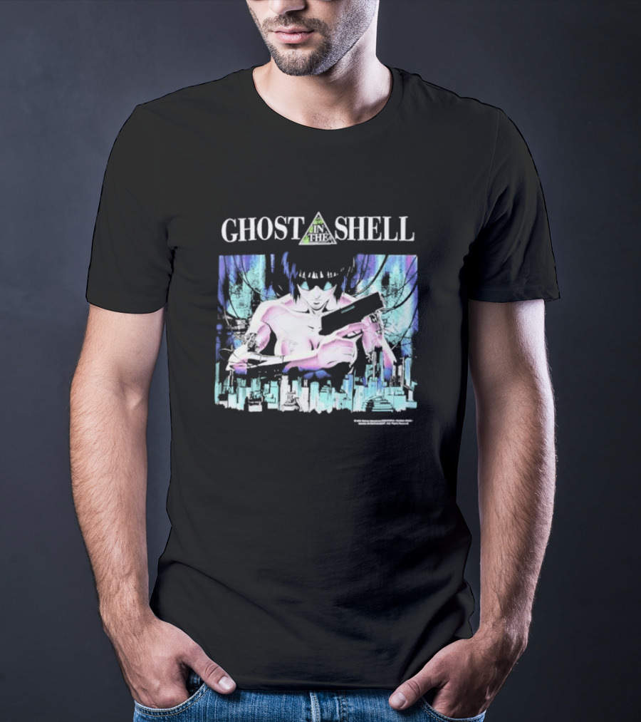 Ghost In The Shell Girl With Gun Cyberpunk City Image T-Shirt
