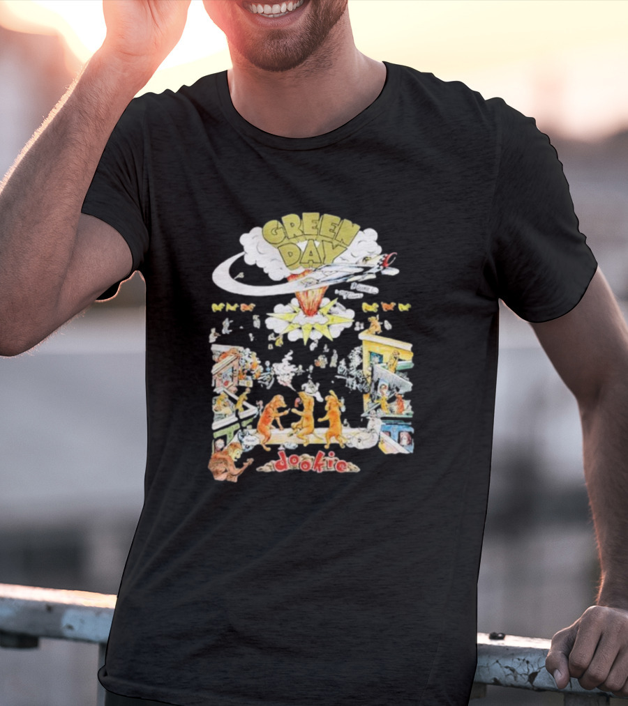 Green Day Dookie Cartoon Explosion Scene T-Shirt