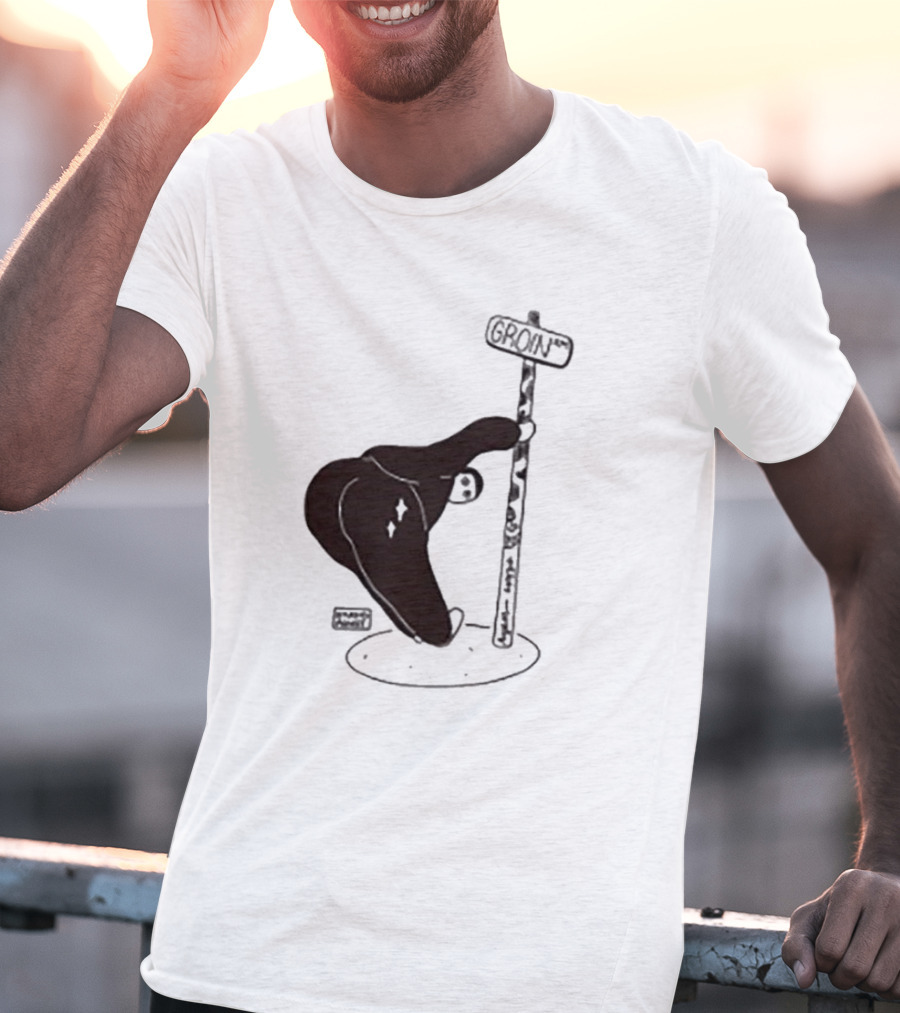 Groin Street Sign With Bandaged Steak Character By Rpwp T-Shirt