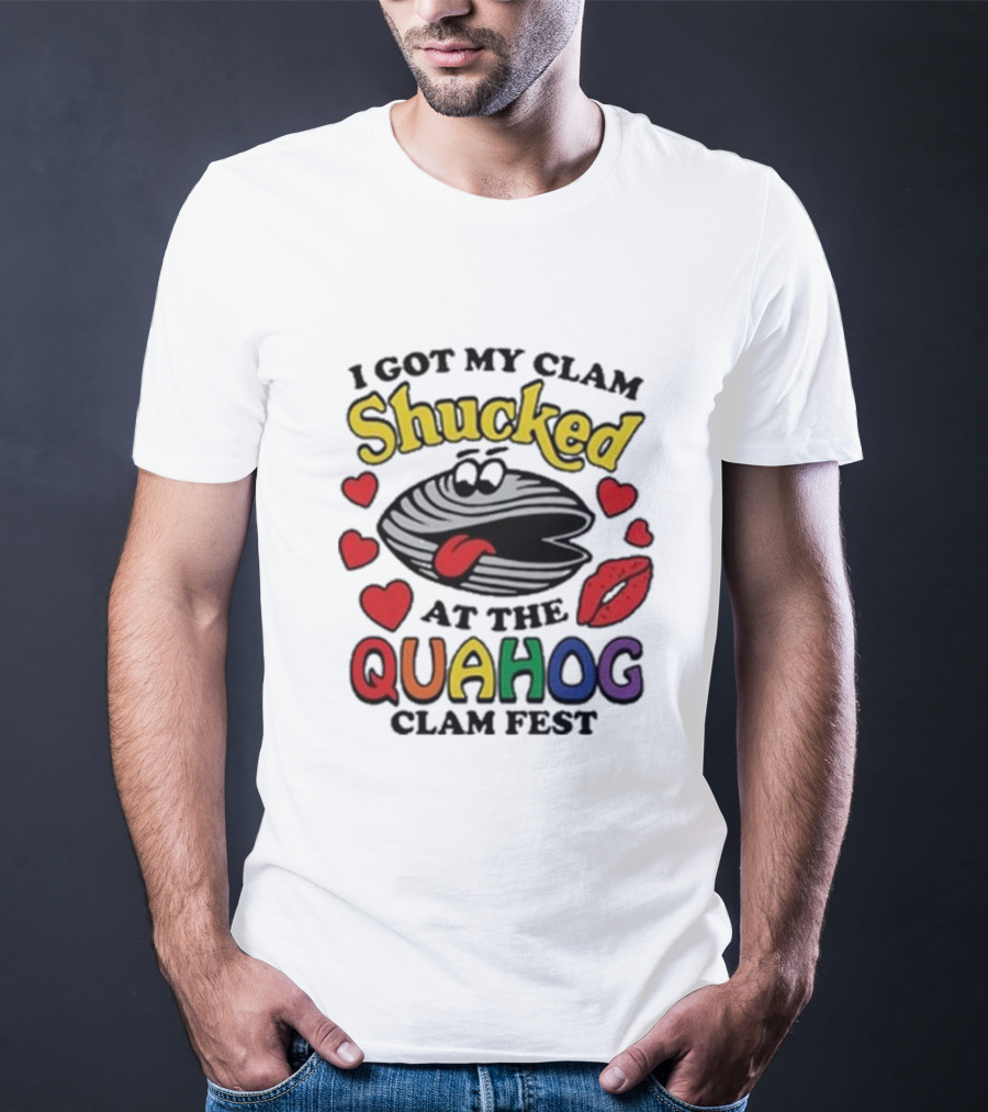 I Got My Clam Shucked At The Quahog Clam Fest Hearts And Lips T-Shirt