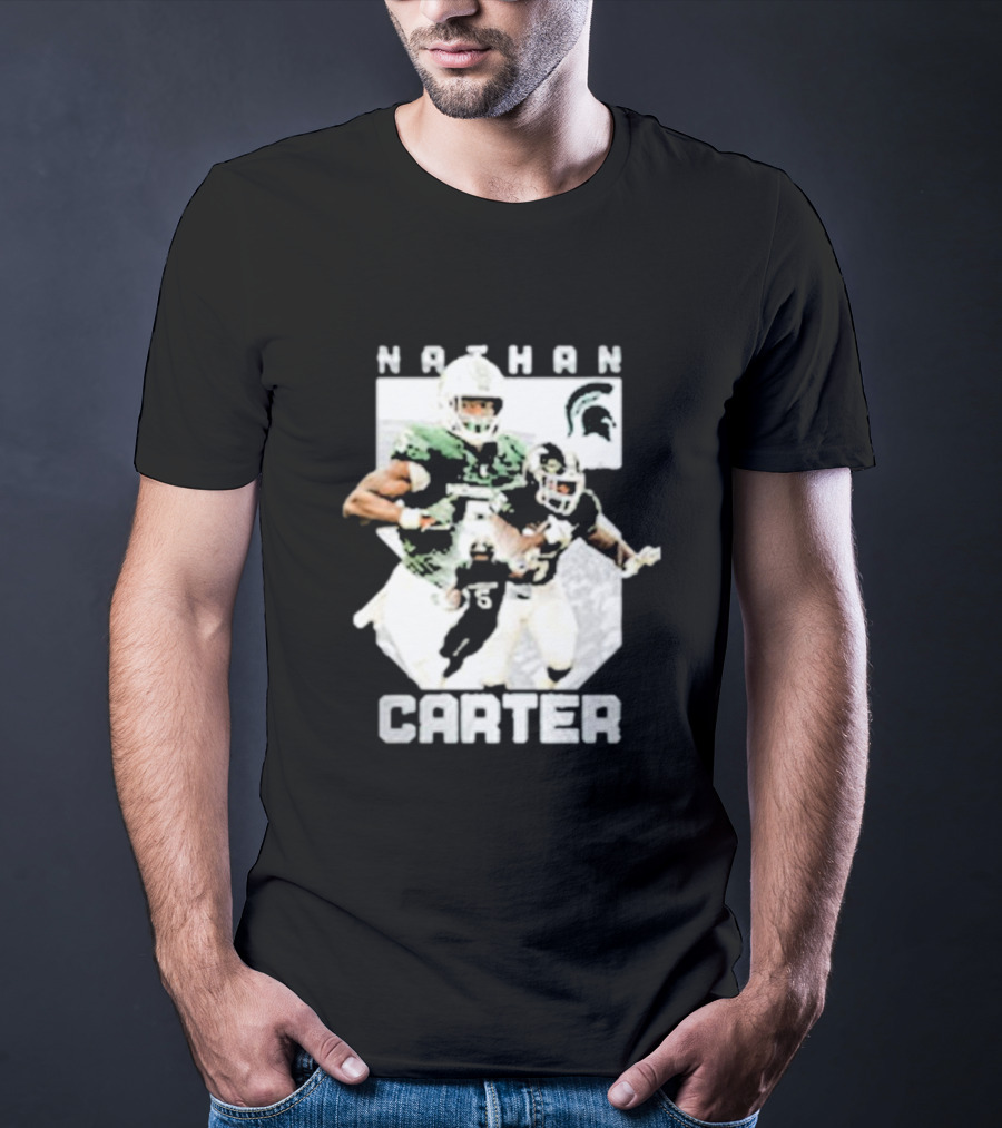 Michigan State Football Nathan Carter Player Collage T-Shirt