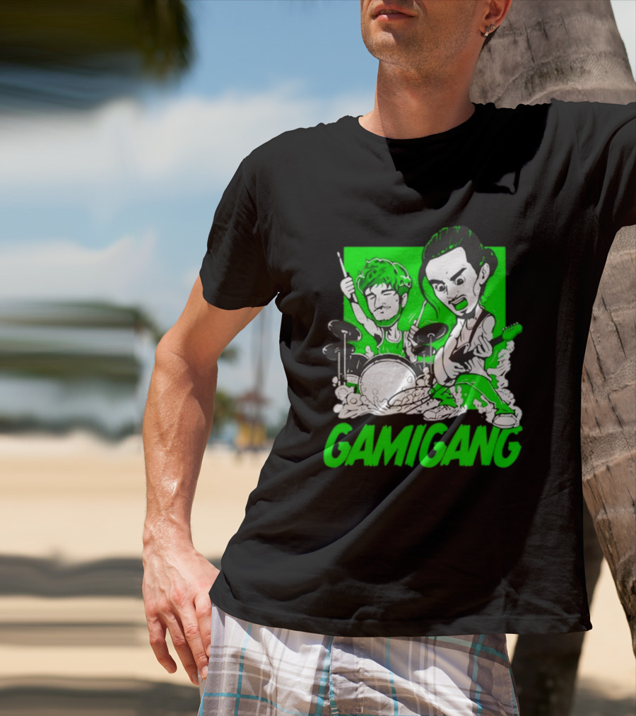 Gami Gang Origami Angel Anime Drummer Guitarist Duo T-Shirt