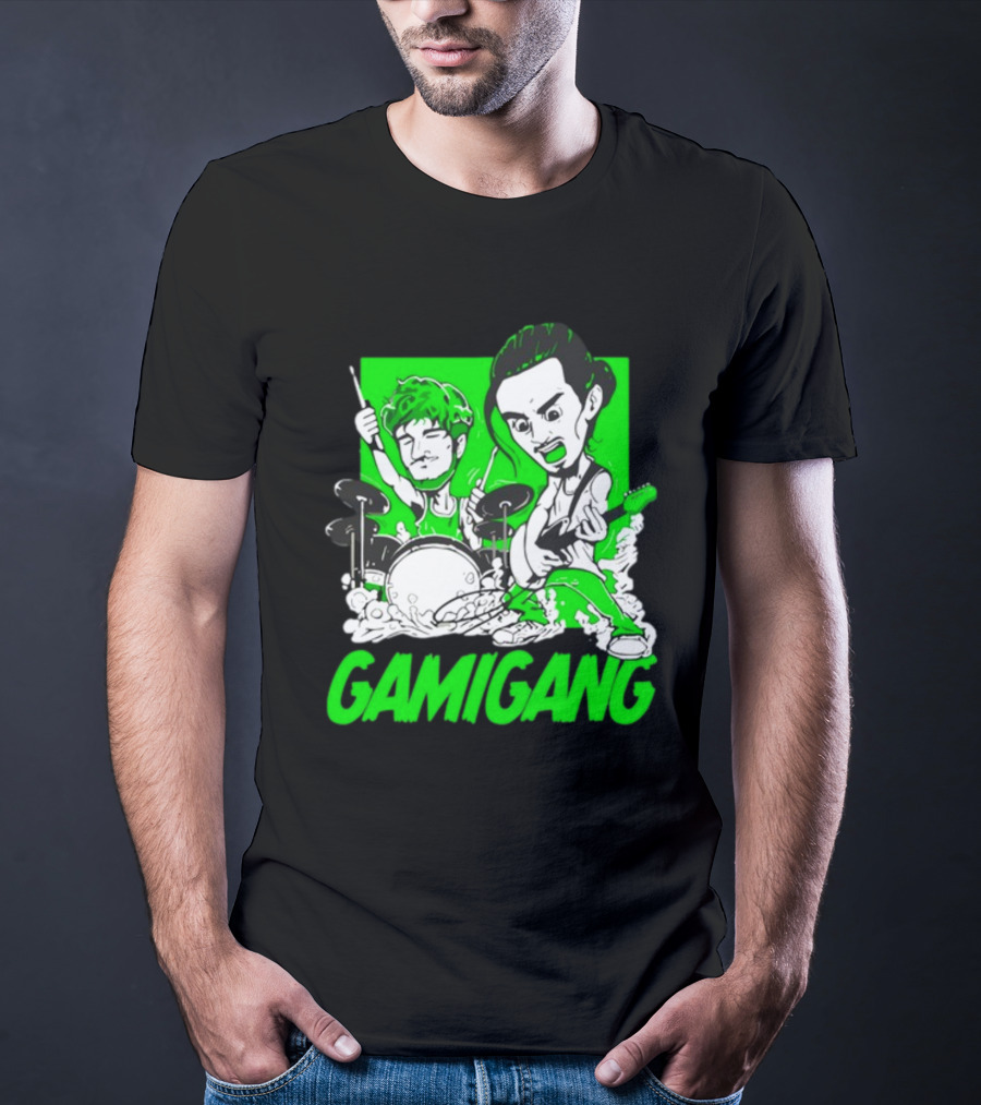 Gami Gang Origami Angel Anime Drummer Guitarist Duo T-Shirt
