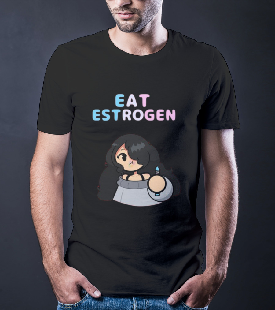 Eat Estrogen Cartoon Character Holding Syringe T-Shirt