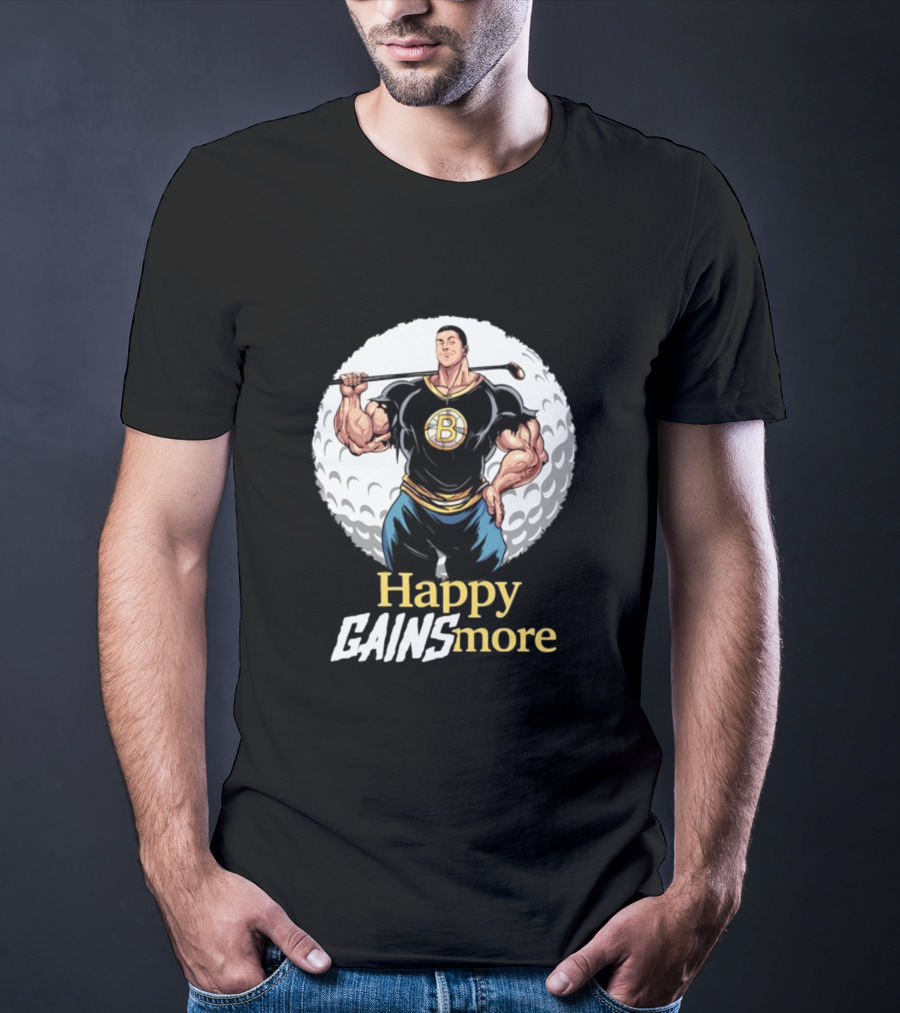 Nick Walker Happy Gainsmore Muscular Cartoon Character With Golf Club T-Shirt