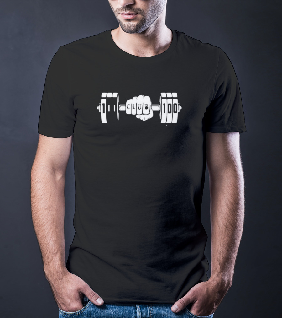 Dookiebutter 100 Club 100 Gym Doworkson Weightlifting Dumbbell T-Shirt