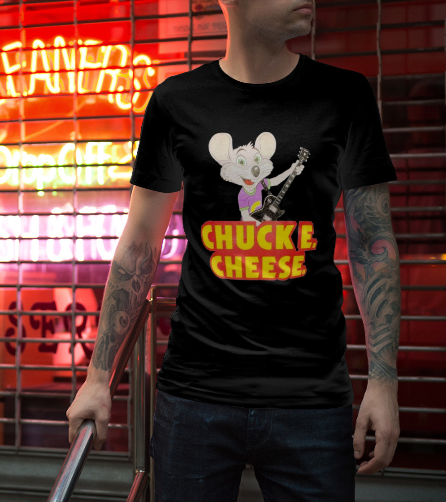 Chuck E Cheese Logo Rat With Guitar T-Shirt
