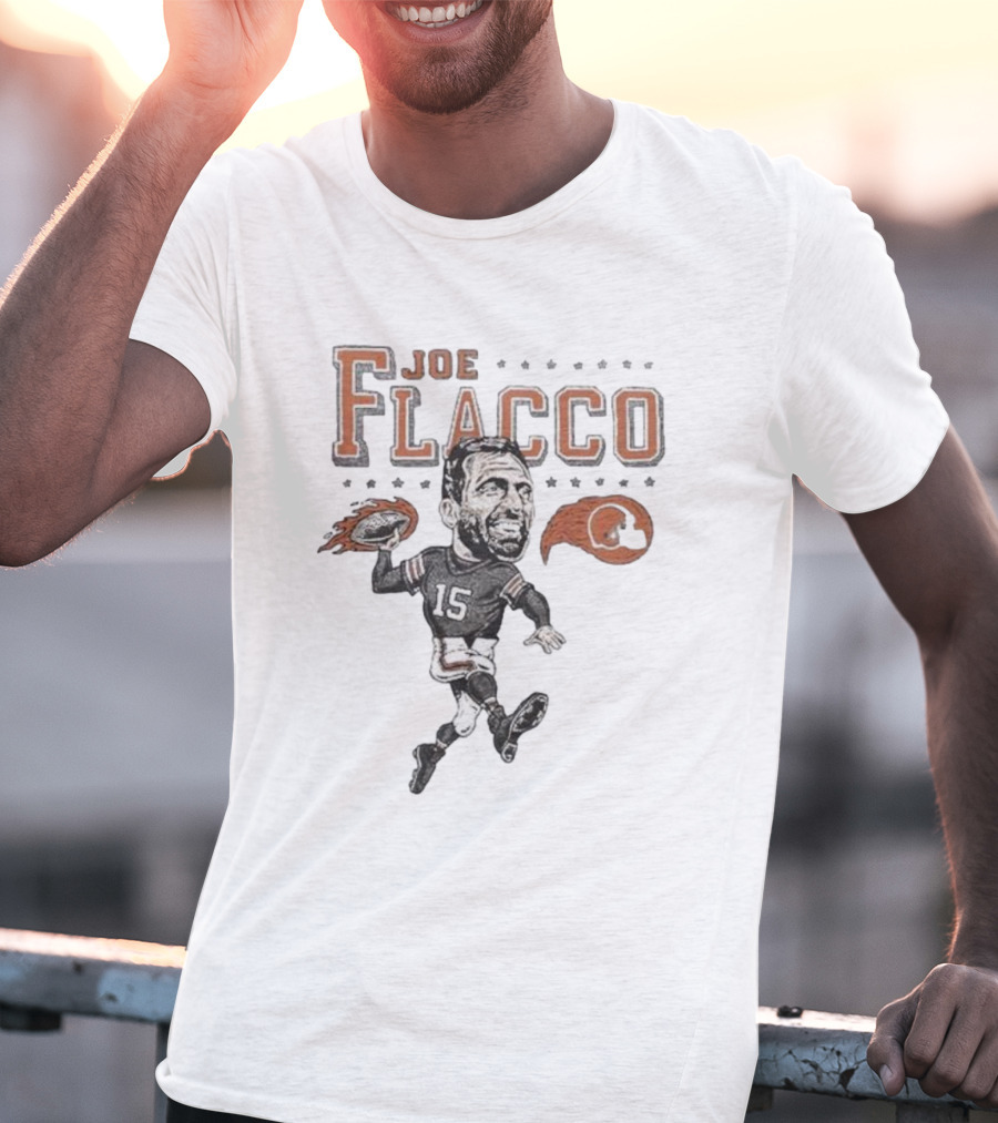 Cleveland Browns Joe Flacco 15 Football Caricature T-Shirt