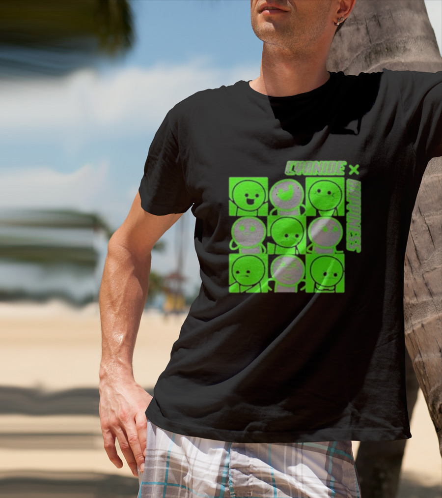 Cyanide X Happiness Neon Green Faces T-Shirt