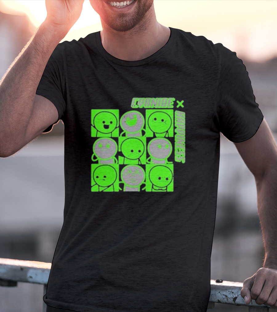Cyanide X Happiness Neon Green Faces T-Shirt