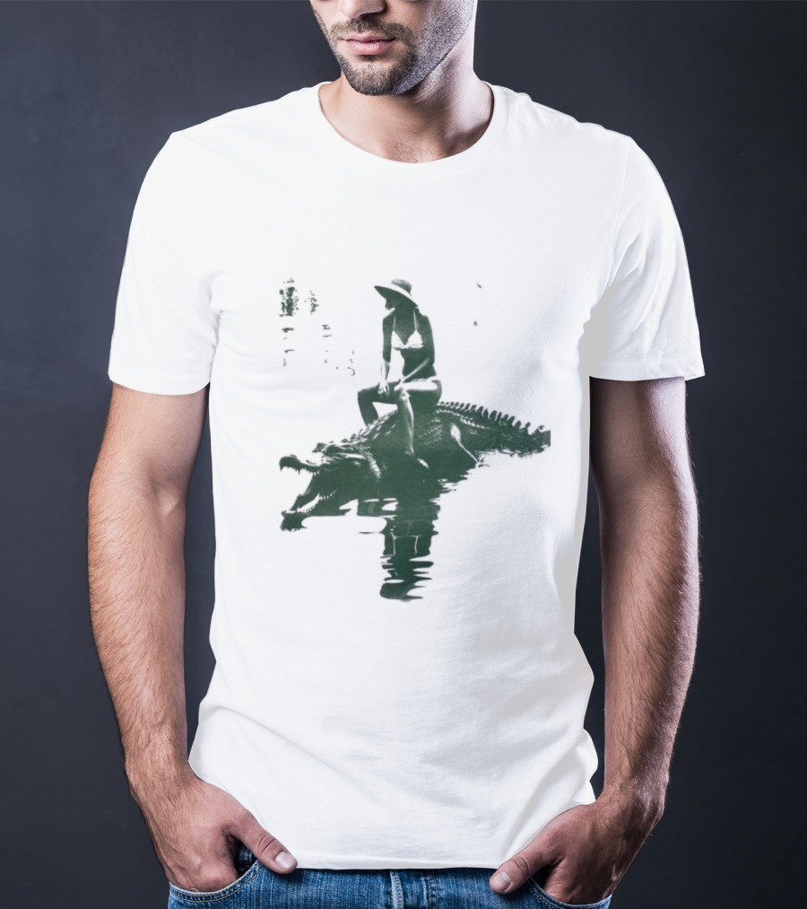 El Cocodrilo Girl In Swimwear Riding Crocodile Iconic Adventure T-Shirt