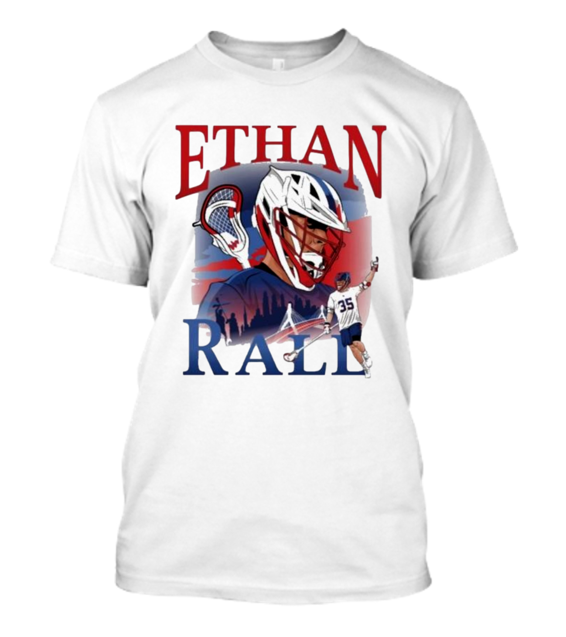 Ethan Rall Lacrosse Helmet Player Illustration 35 T-Shirt